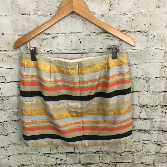 J. Crew Striped Glitter Sparkly Mini Skirt Gold - Picture 4 of 7